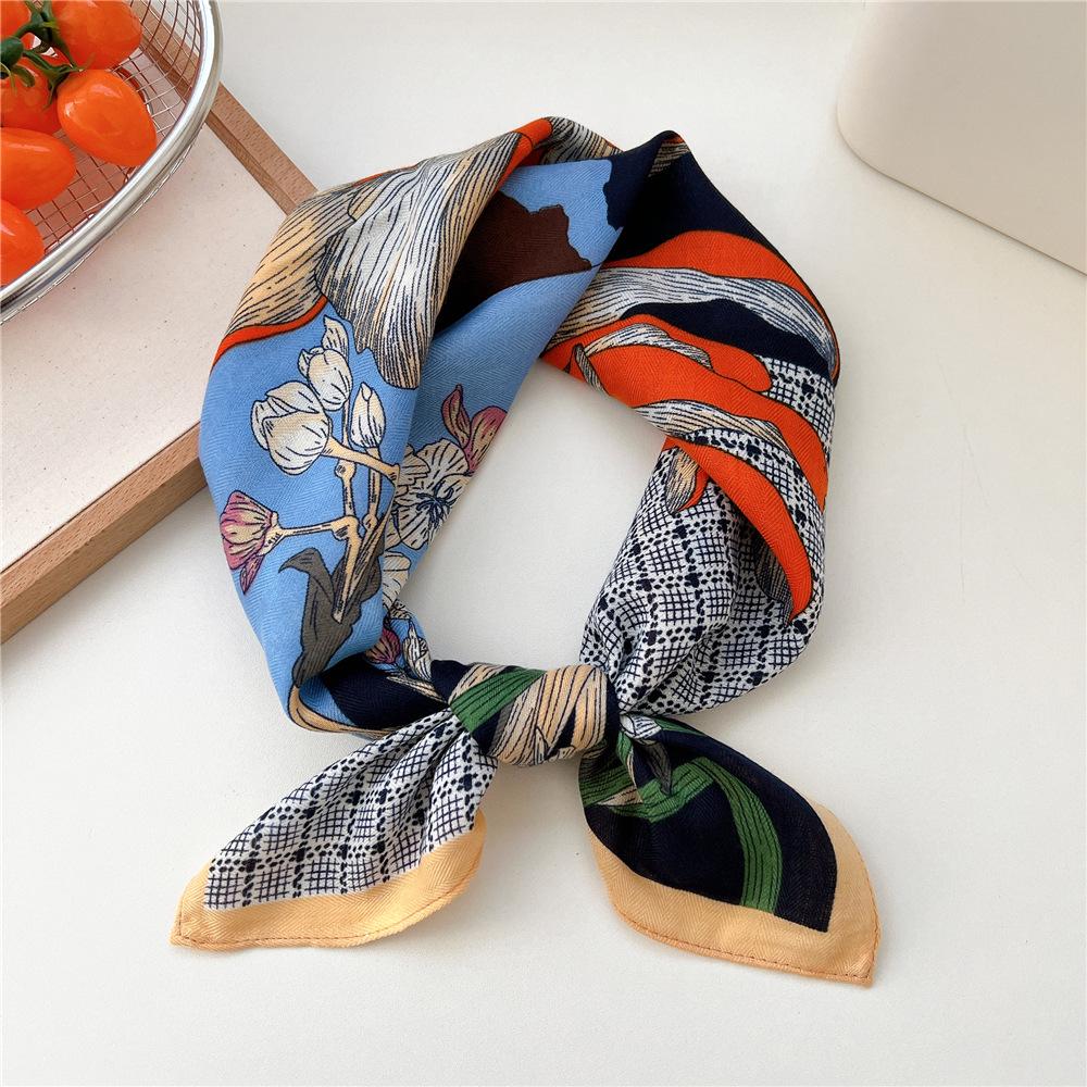 Paisley Flower Print Handkerchief Soft Cotton Linen Head Neck Scarves Hair Scarf Neckerchief Headscarves Square Scarf Headband