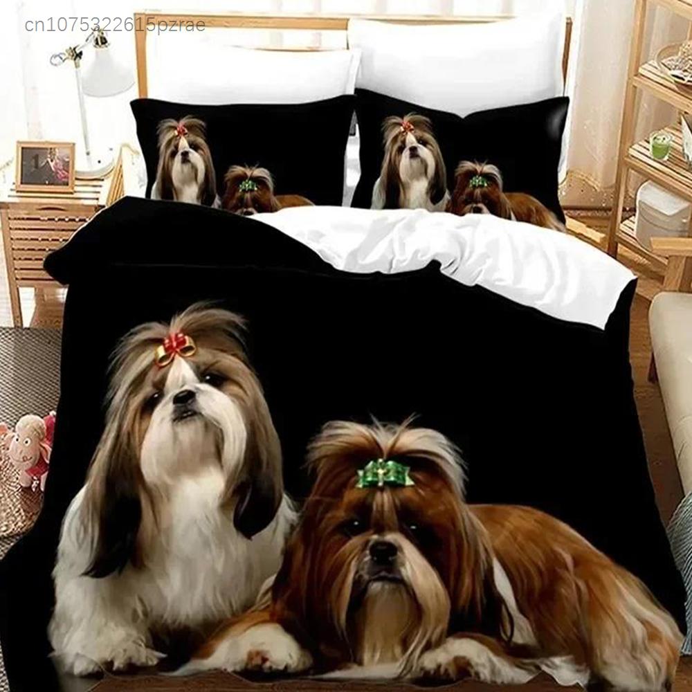 Cute Dog Lovely Puppy Pet Bedding Set 3D Printed Suitable For Bedroom Duvet Cover Set With Pillowcases Kids Home Textile