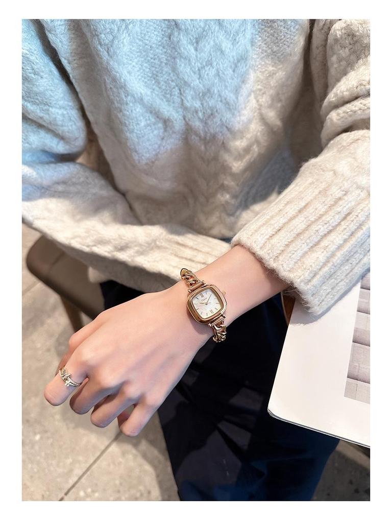 Jinmiou Women's Exquisite Mother-of-Pearl Square Leather Watch, Waterproof and Elegant for Daily Wear.
