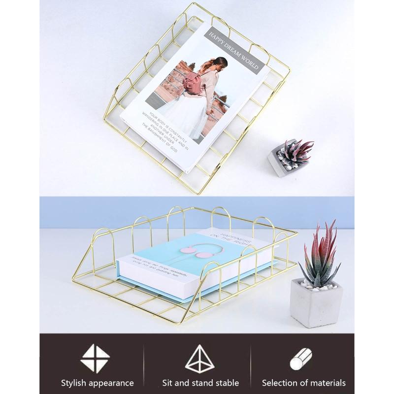 Modern Stackable Letter Tray Desktop Organizer Under Desk Hanging Organizer Metal Paper Tray for Women Men Student Staff