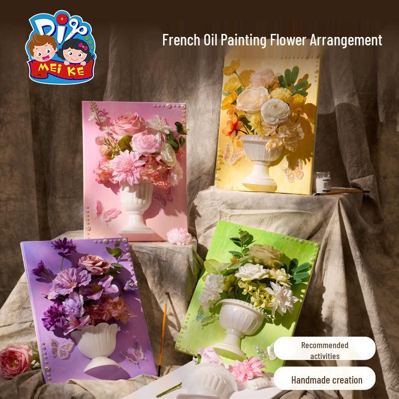 Meike Creative DIY French Flower Painting Activity: Handmade Fun for Parent-Child and Team Art Salon
