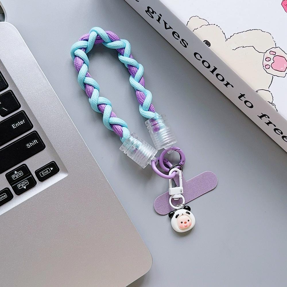 Universal Braided Mobile Phone Lanyard Strap Cute Cartoon Hanging Chain Ring Cord with Patch Wrist Strap Cell Phone Detachable