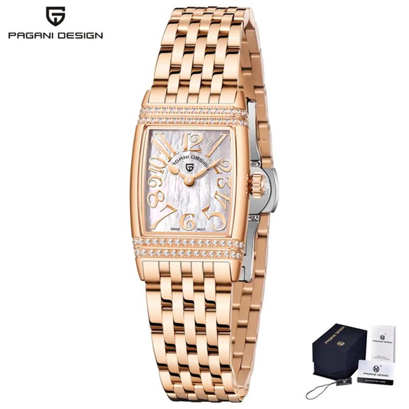 PAGANI DESIGN Luxus Mode Damen Quarz Uhr Schweizer Ronda Uhrwerk Saphir Edelstahl Wasserdichte Uhr Geschenk für Frau