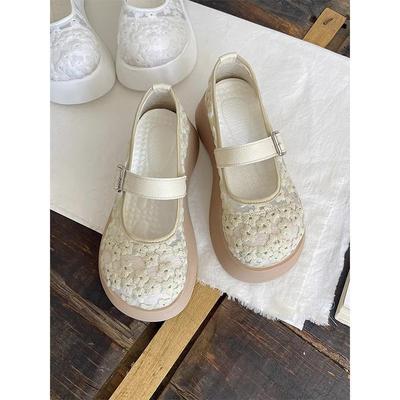 Mary Jane Muffin Summer New Thick-soled Fisherman Shoes Mesh Lace Bag Head Sandals Women Mesh Single Shoes Women