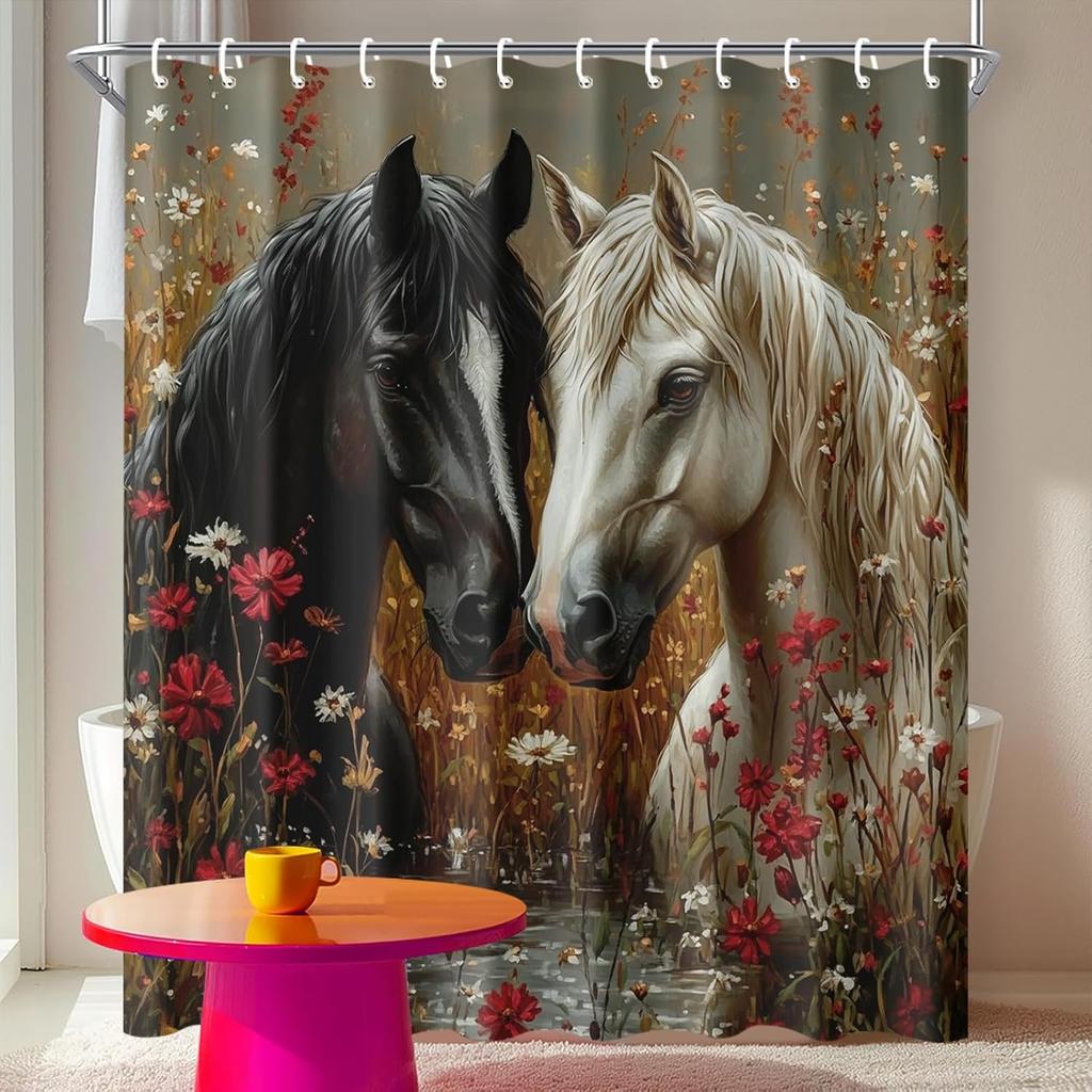 Waterfall Window View Shower Curtain Mountain Lake Scene Fabric for Rustic Country Bathroom Decor Nature Landscape Style