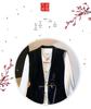 Elegant Embroidered Gold Velvet Stand Collar Waistcoat