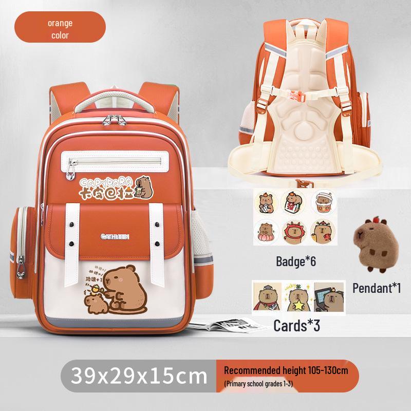 Capybara Oxford Spine-Support Backpack for Grades 1-6: Boys & Girls School Bag