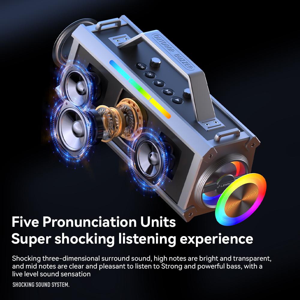 200W Powerful Colorful Light Effect Bluetooth Speaker with 2 Mic Portable Surround Sound Wireless Subwoofer Boombox Home Karaoke