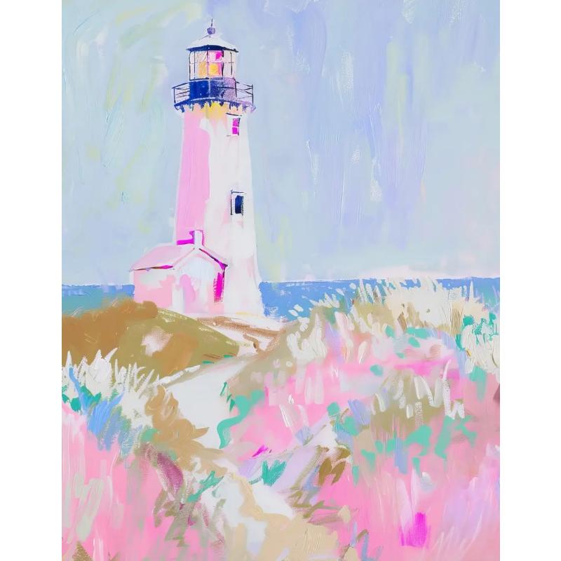 Pink Watercolor Ocean Waves Seascape Poster Oyster Shell Beach Umbrella Surfing Canvas Printing Wall Art Picture Home Decor