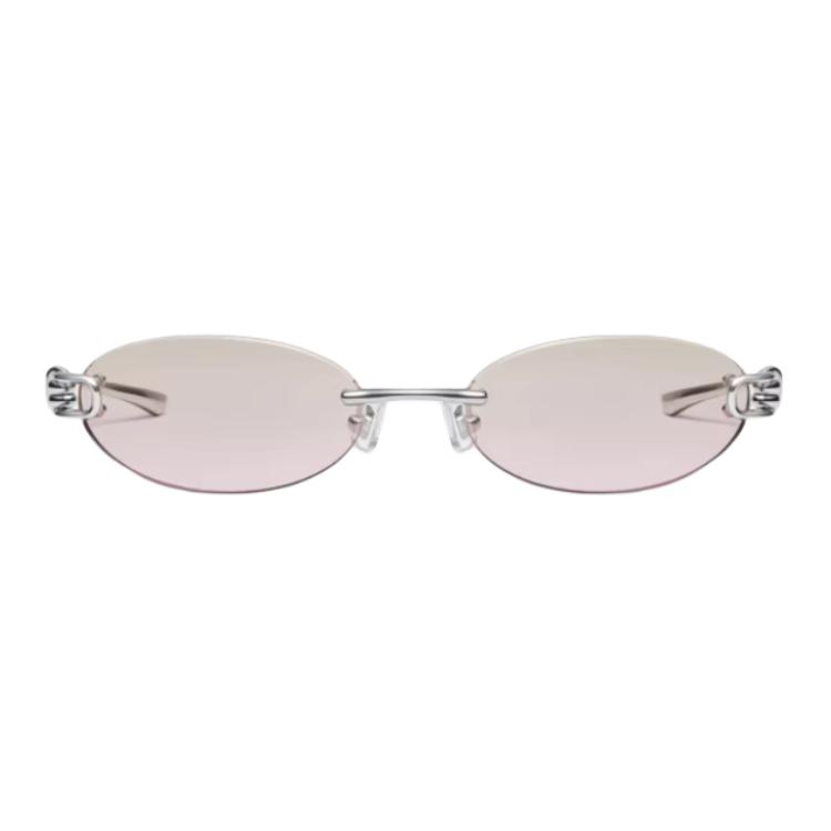 Gentle Monster Hinge Design Titanium Alloy Oval Sunglasses Unisex Sunglasses Silver MUSUBI-02BRG