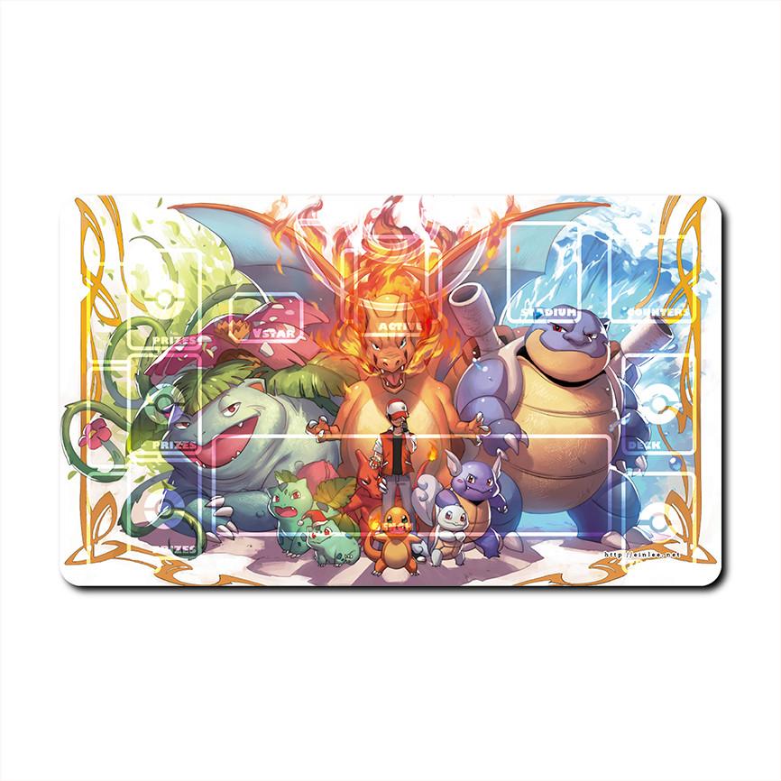 Diy PTCG Pokemon Dedicated Battle GAME Card Mat Charizard Venusaur Blastoise Gengar Gift Toy Game Anime Table Mat