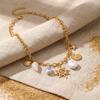 Bohemian Imitation Pearl Beaded Chain Necklace for Women Ocean Series Starfish Shell Conch Pendant Choker Beach Party Jewelry
