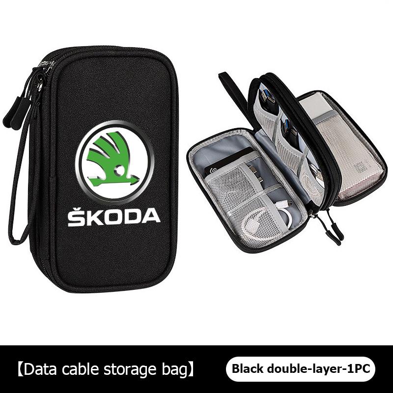 AAABR1 Travel Portable Digital Accessories Storage Bag Organizer For Skoda Kamiq Karoq Octavia 2 3 Rapid Scala Kami Fabia VII VRS