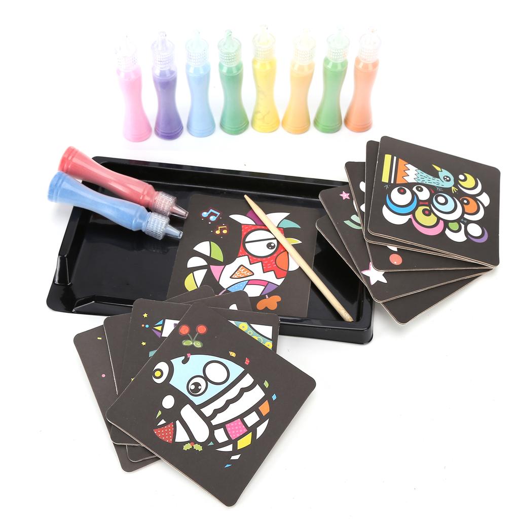 Sand Art Painting Cards Set DIY Colored Sand Art Kit Educational Art Toy for Children