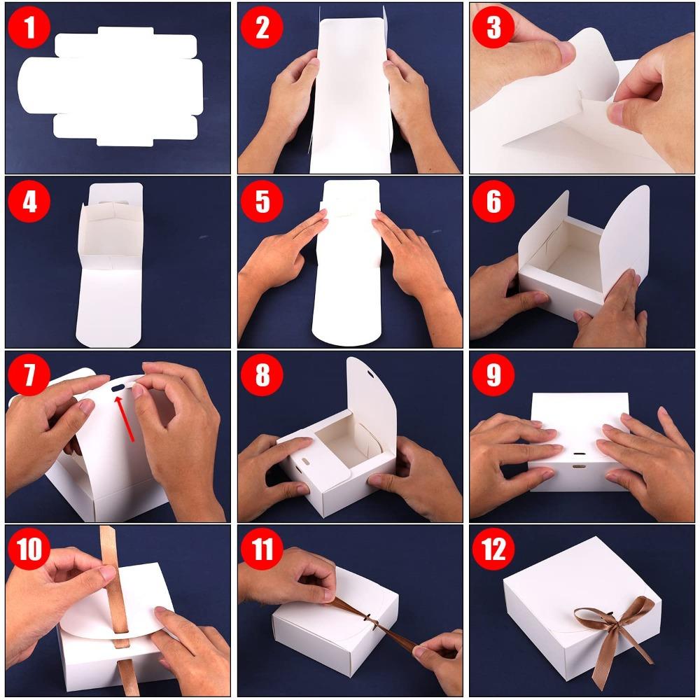 6pcs Black Gift Boxes with Lid Treat Boxes with Champagne Wrap Ribbons and Lid Rectangle Gift Packing Box for Wedding Party Bridesmaid Proposals