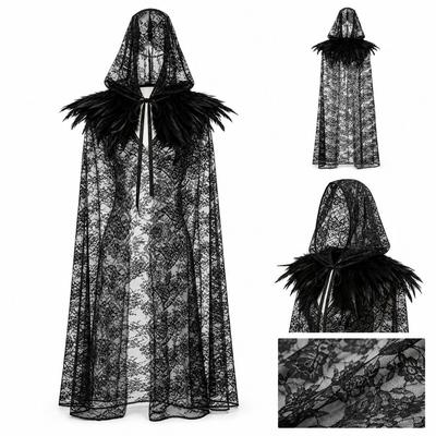 Vintage Halloween Hooded Cloak Lace-up Cosplay Costume Creative Gift Witch Cloak