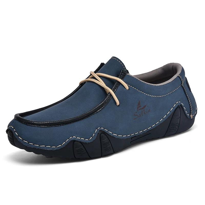 Fashion New Trend Non-Slip Male Loafers Comfortable Ultralight Men's Hiking Shoes Casual Leather Treking Footwear Leisure Walk Sneakers
