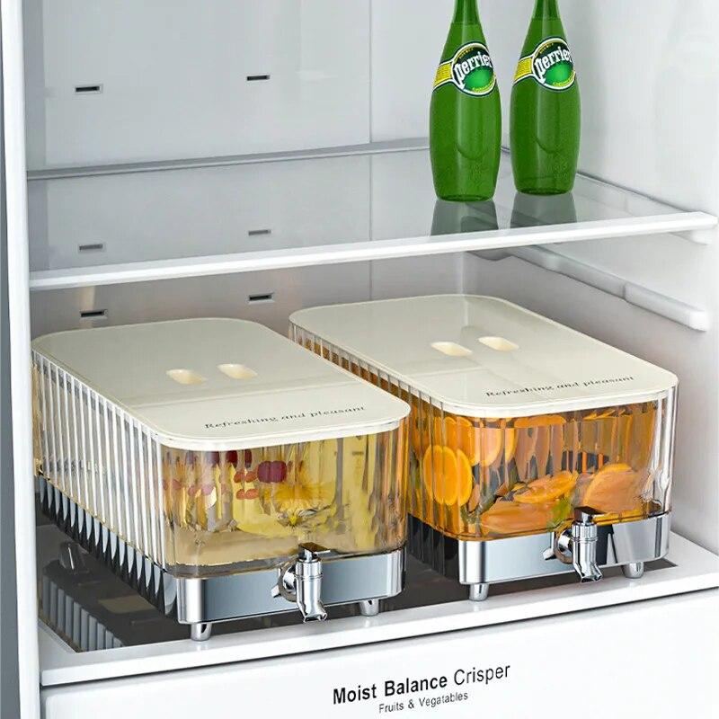 5,3L Plastikowy Wiadro na Zimną Wodę do Lodówki Cytrynowa Herbata Owocowa Zimny Dzbanek do Napojów Bańkowych Świeżość Duża Pojemność Zimny Czajnik z Kranikiem