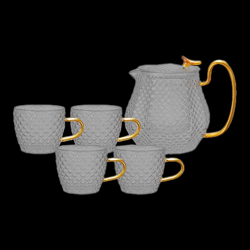 EKCO Corning Dragon Scale Glass Tea Set