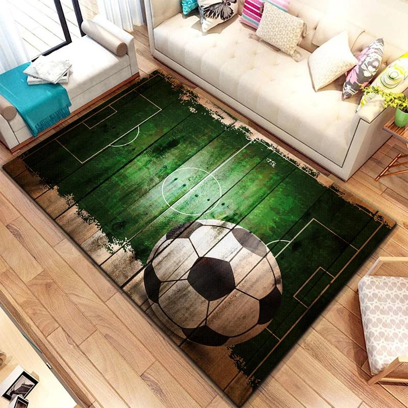 Soccer Football Sports Silhouette Pattern Carpet for Living Room Rugs Camping Picnic Mat Anti-Slip Rug Crawl Mat Fans Gift