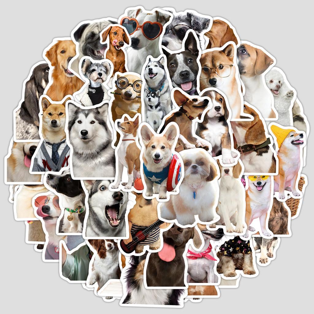 50 Cute Puppy Emoticon Packs Graffiti Stickers Mobile Phone Case Storage Box Laptop Hand Account Stickers DIY Stickers