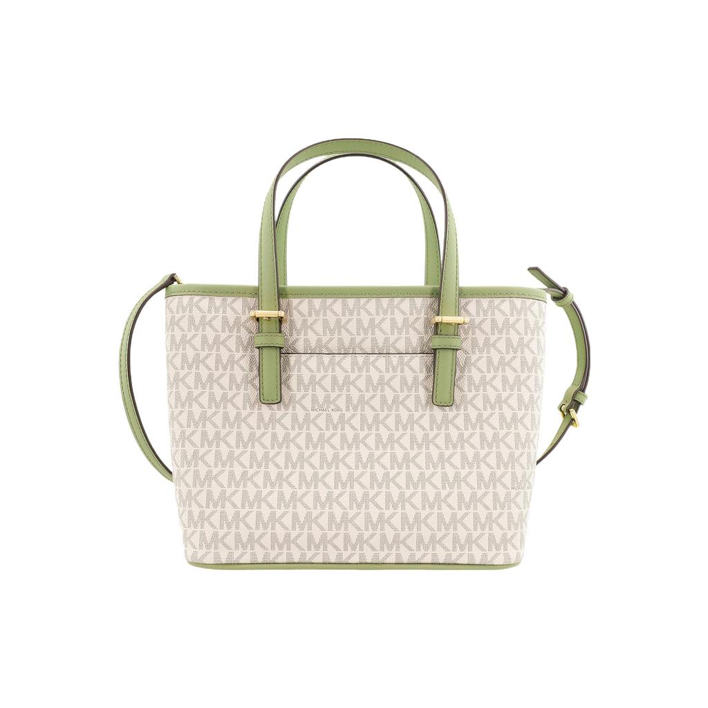 New MICHAEL KORS Jet Set Travel Coated Canvas Tote Bag Shopping Bag Shoulder Bag Handbag Extra Small Women's White & Green 35T9GTVT0B-306