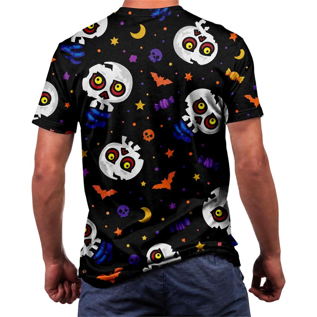 Halloween All Over Print T Shirt, Cute Pumpkin Graphic Tee for Women Men
