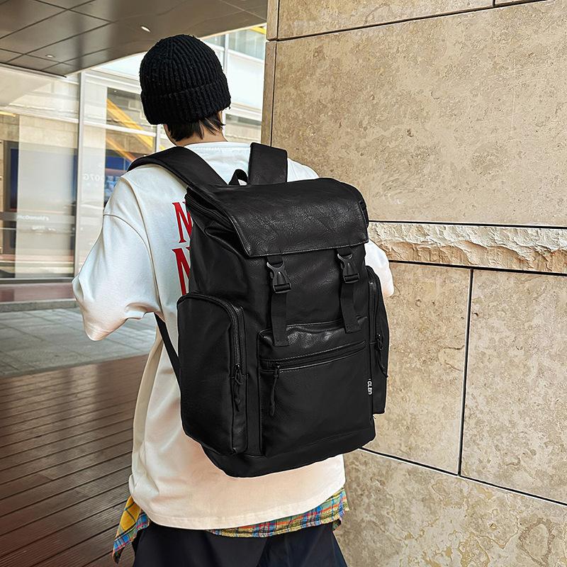 Schoolbag wholesale fashion new retro men pu backpack women's computer backpack matte leather mountaineering travel bag
