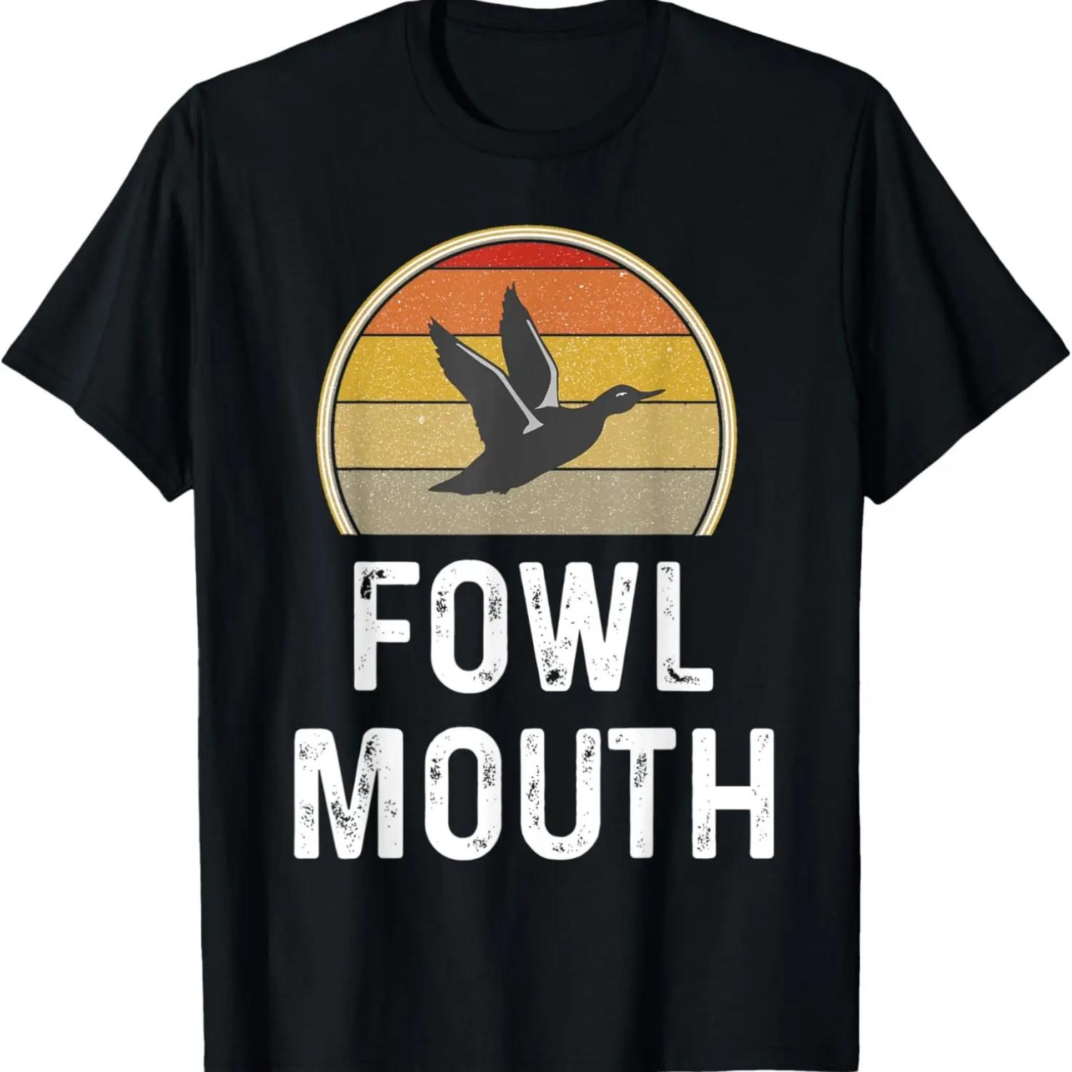 Mens Duck Hunter Gifts Funny Duck Hunting Shirt Fowl Mouth Retro T-Shirt S