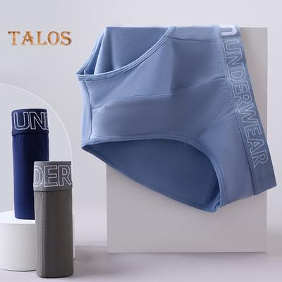 Men Briefs Mid-rise Slim Fit High Elasticity Panties Solid Color Letter Print U-Convex Breathable Soft Lines Underwear