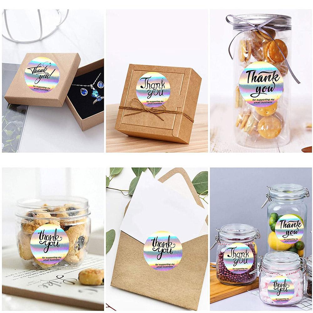 100-500pcs Thank You for supporting my small business Sticker Holographic Laser Stationery Seal Labels Sticker Wrapping Supplies