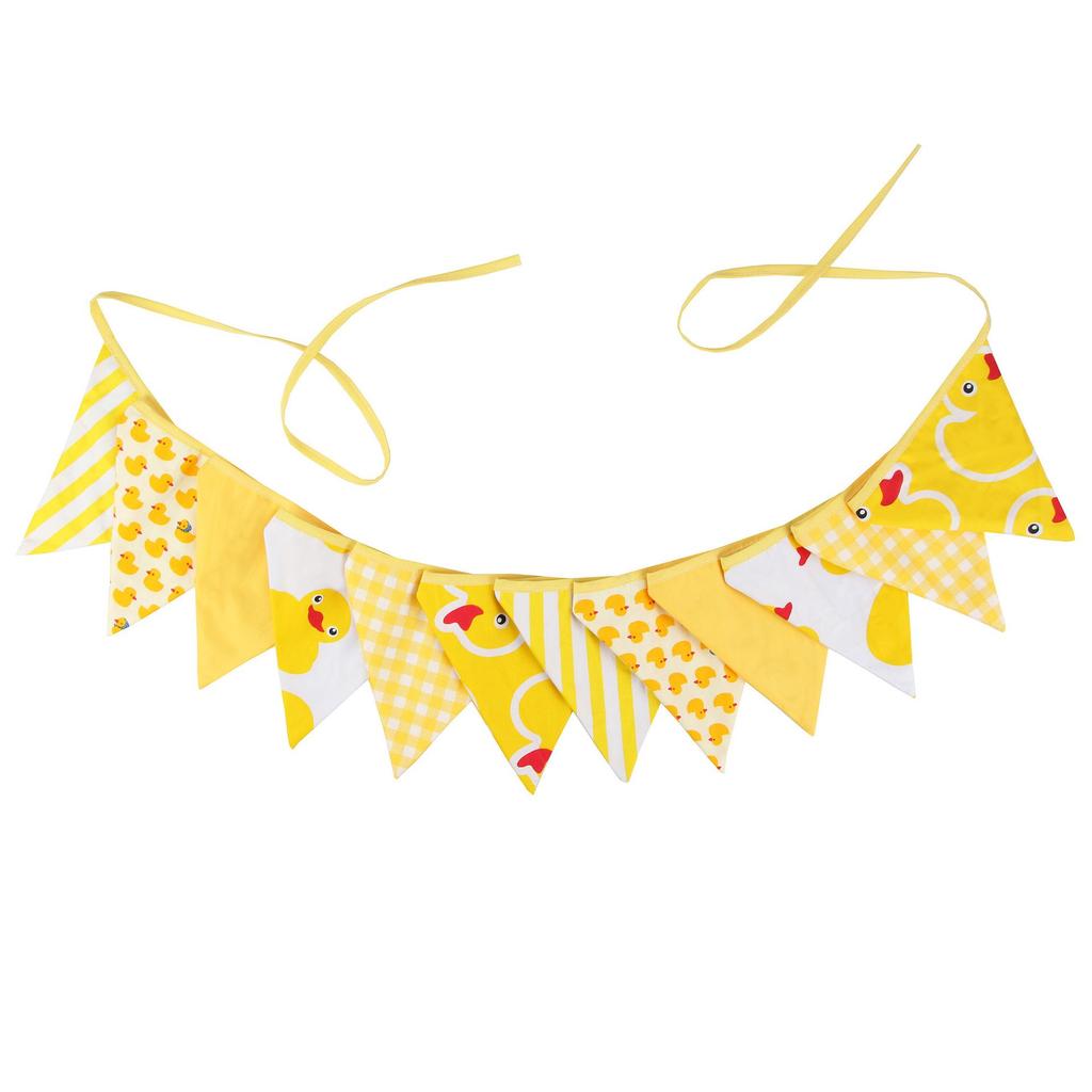 Kids' Yellow Duck Birthday Party Triangle Flag - Cotton Cloth Decoration for Children's Room or Kindergarten