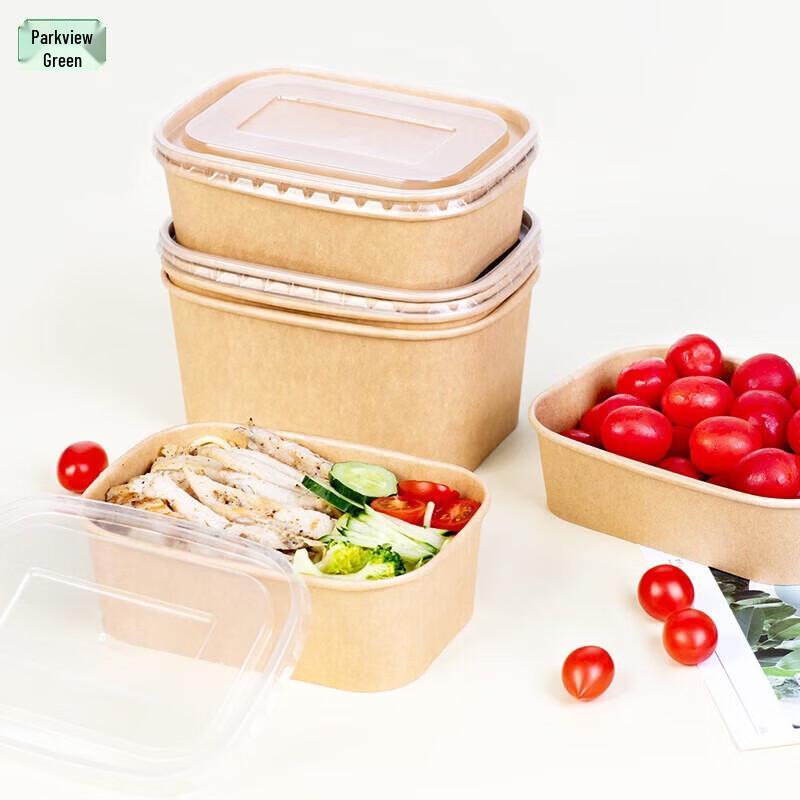 Fangcaodi 750ml Disposable Kraft Paper Takeaway Box with Lid