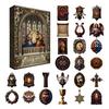 Renaissance Holy Family Advent Calendar 24-Day Christmas Countdown Box with Biblical Nativity Scene Ornaments Holiday Decor for Kids And Family