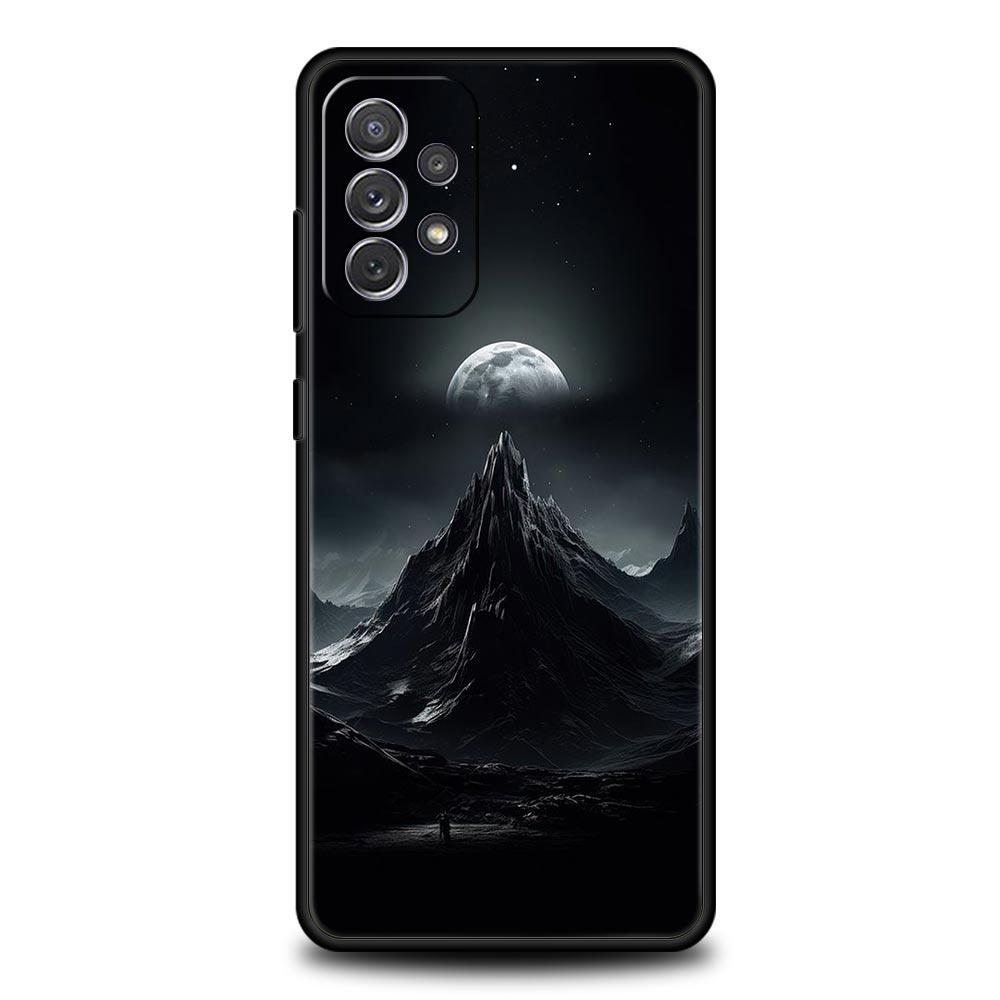 Black Mountain Peak Phone Case for Samsung Galaxy A55 A35 A17 A07 A15 A13 A25 A51 A71 A72 A73 A32 A52 A52S A41 5G Soft TPU Shell