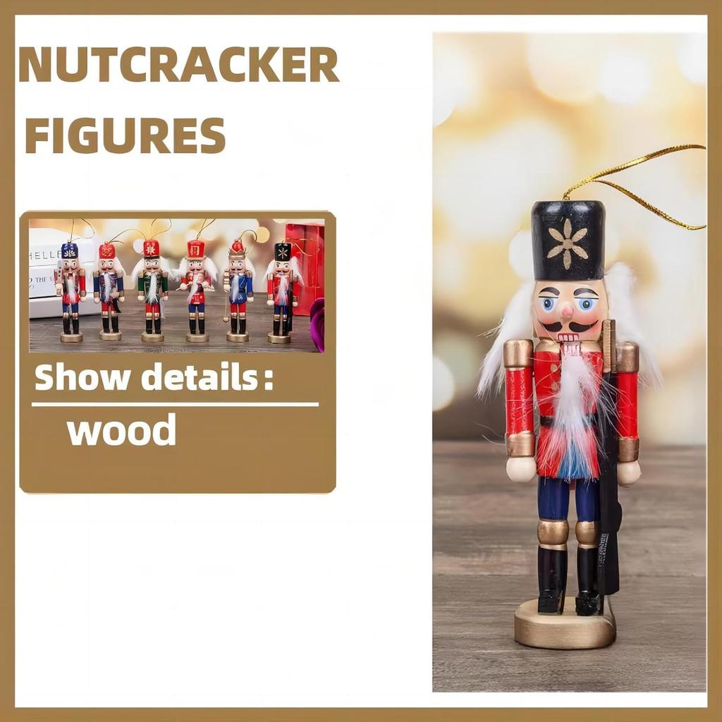 12 PCS Christmas Nutcracker Ornament Set, 4.7Inch Nutcrackers Tree Ornaments Set, Nutcracker Figures with Opening Mouths Christmas Decorations for