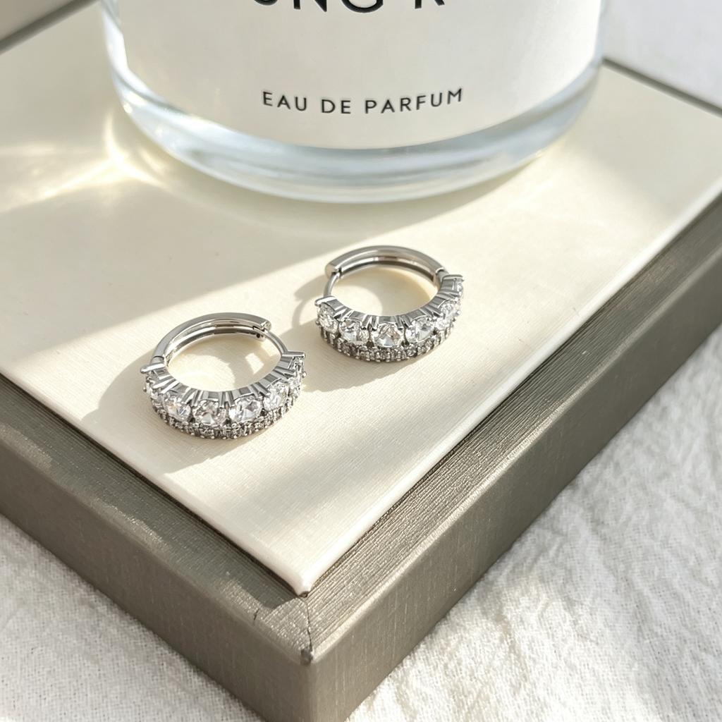 Factory Direct Luxury 14K Gold Plated Hoop Earrings with High-quality Zircon Inlay for Wedding and Daily Wear