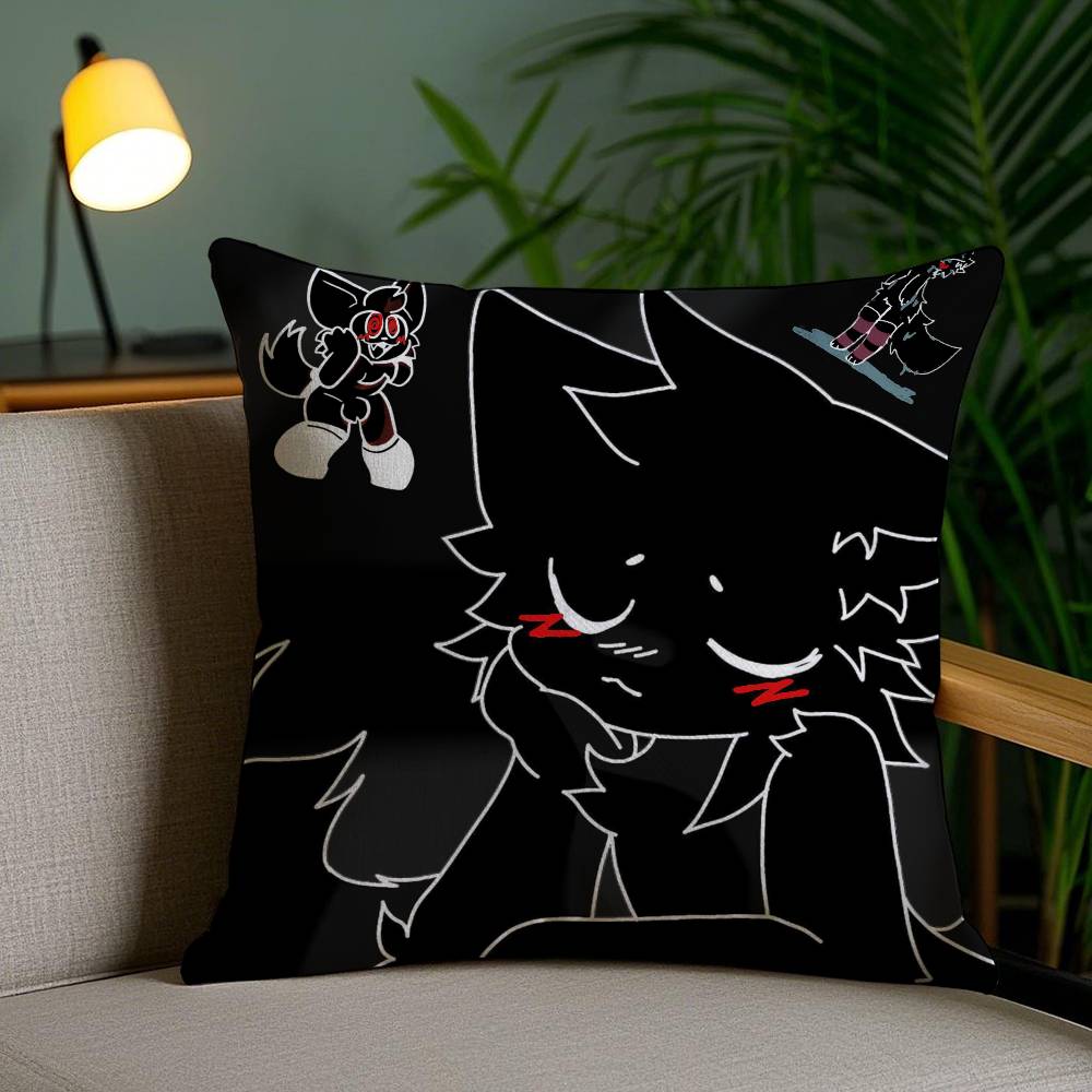 Cute Cartoon Beautiful Cat Boykisser Pillow Case Anti-dustmite Pillowcase Invisible Zipper Silky Short Plush Sofa Cushion Cover