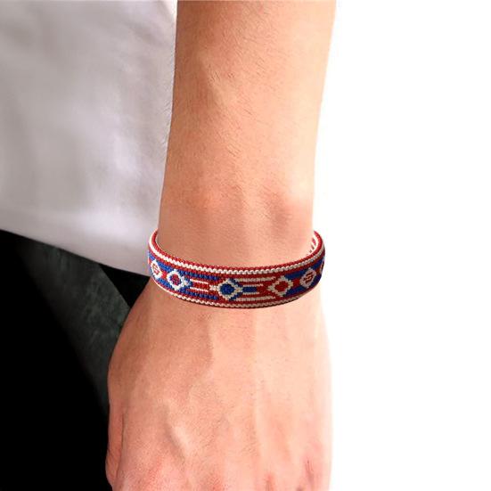 Woven Bracelet Handcrafted Red White Blue Patriotic Bracelet Adjustable American Flag Bracelet 4th of July Jewelry