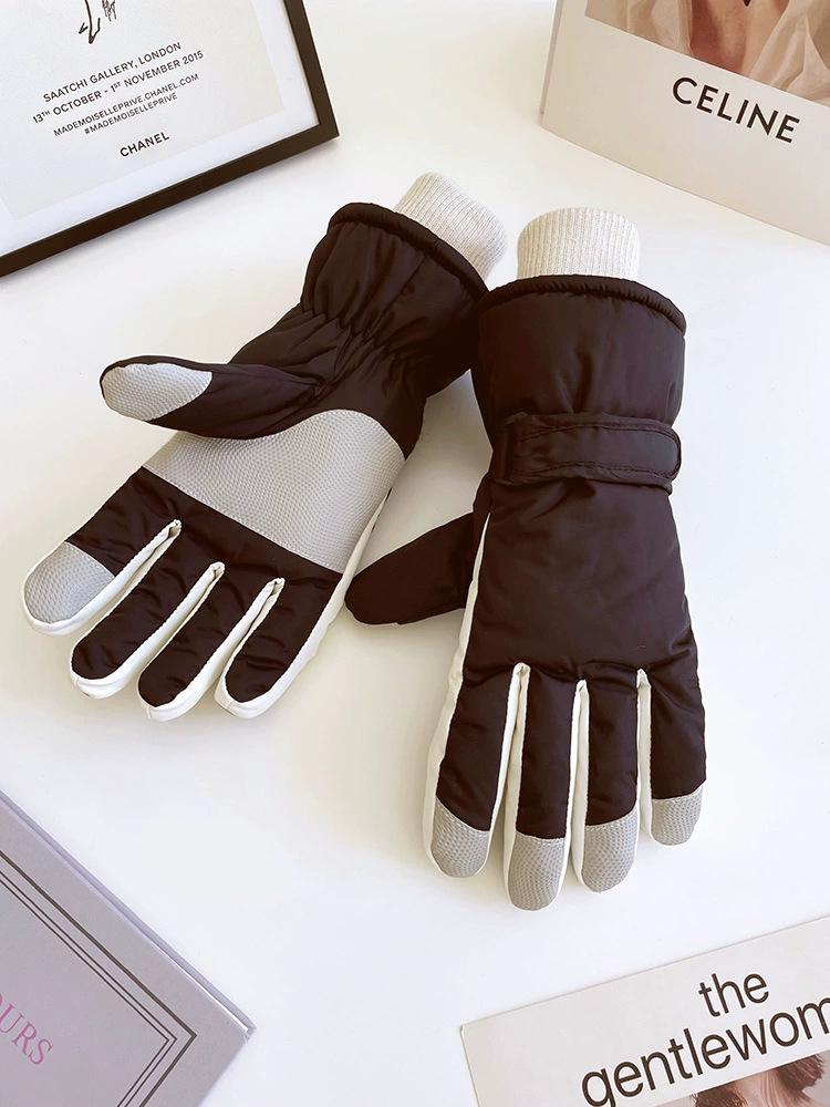 Cycling gloves winter women's warm thickened velvet anti-splashing water electric vehicle cold-proof ski gloves women