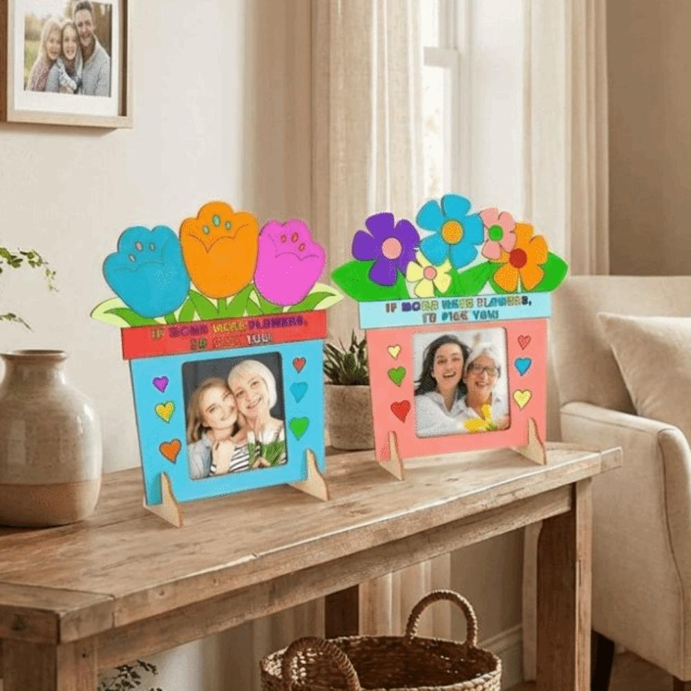 Flower DIY Photo Frame Unfinished Mother's Day Frame Photo Display Rack  Kindergarten Craft