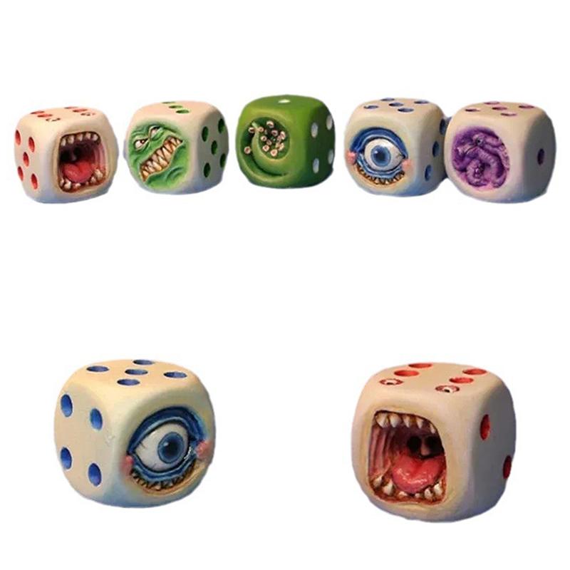 Monster Dice Funy Monster Face Resin Dice Set Halloween Tabletop Game Dice Set Props Weird Monster Dice Set For Table Games Role