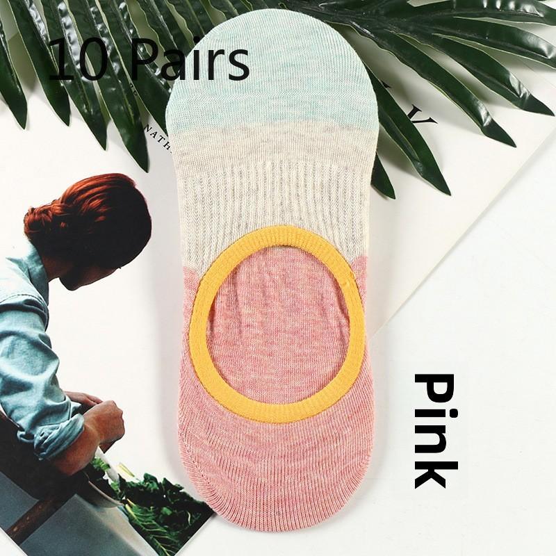 5 Pairs Casual Socks Autumn and Winter Thin Socks Jacquard Sweat Absorption Sports Cotton Socks Women's Casual Boat Socks