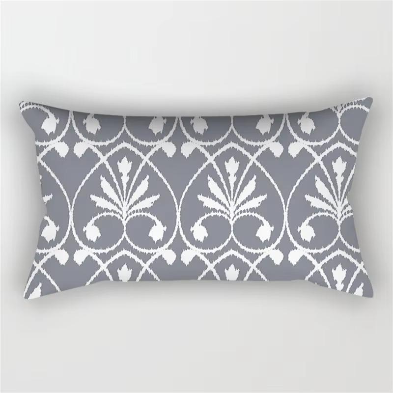 Patchwork Grey Geometric Pattern Print Decoration Bedroom Living Room Office Waist Support Home Rectangular Pillowcase