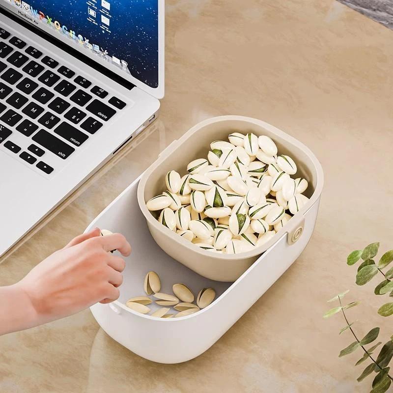 1 Pcs Double Layer Drain Basket Snacks Dried Fruit Box Thickened Household Fruit Plate Kitchen Drain Tray