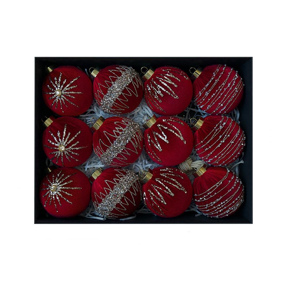 12pcs/set Sparkling Christmas Ball Ornaments 8CM Xmas Window Decor  Festive Decoration
