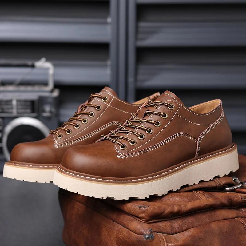 Pantofi Casual din Piele Naturală pentru Bărbați, cu Talpă Groasă, Adidași Confortabili și la Modă pentru Bărbați, Pantofi Oxford Versatili pentru Ținute Formale