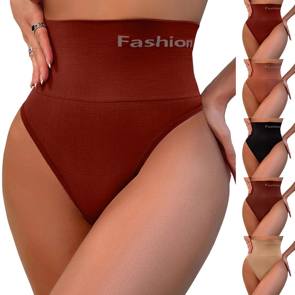 High Waist Tummy Control Thong Panties Seamless Waist Shaping Underwear Breathable Comfort Stretch Fabric Slimming Design for Women