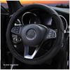 Women's Carbon Fiber Leather Steering Wheel Cover, Wear-Resistant and Comfortable Fit for 14.5-15 Inch Wheels
