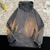 Fleece American jacket men's autumn and winter hooded black outdoor large size windproof trend casual